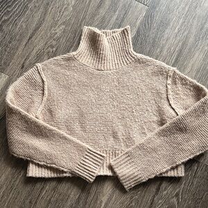 Elodie Beige Cropped Turtleneck Sweater